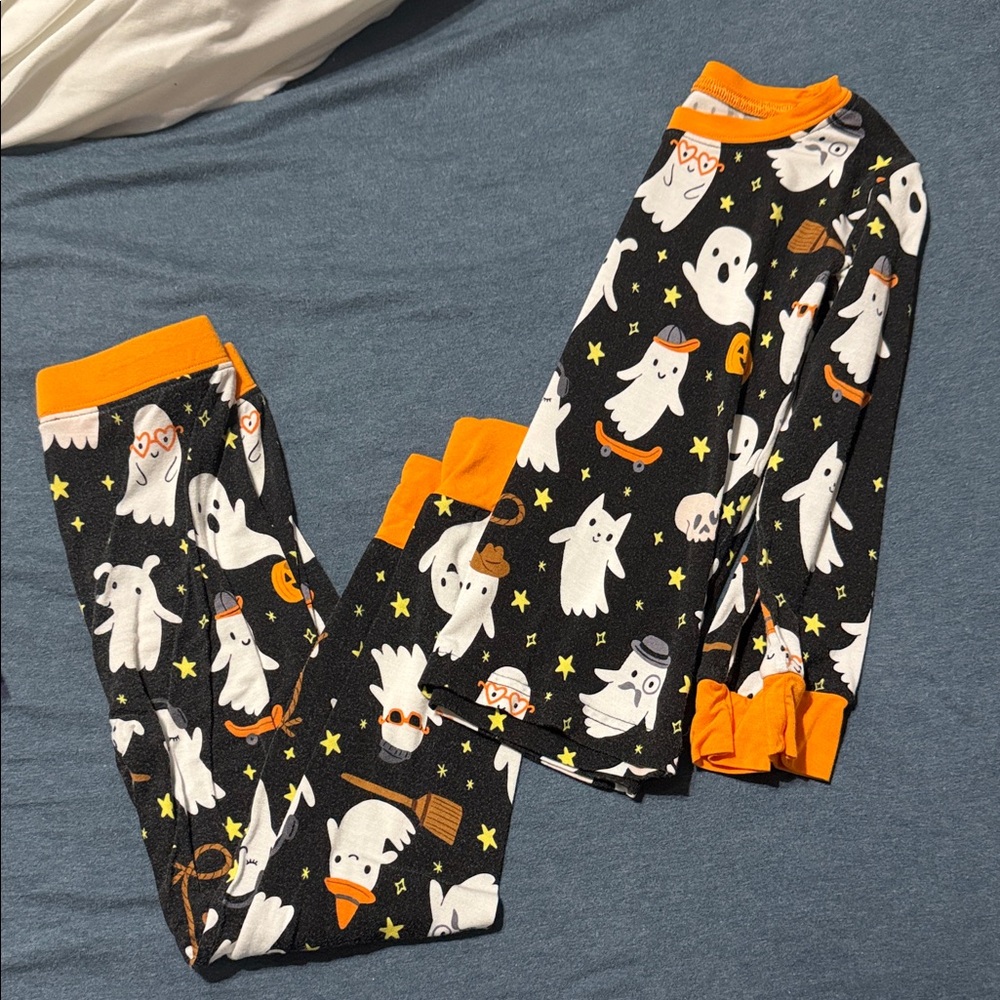 Little Sleepies Ghost Pajama Set - Black and Orange